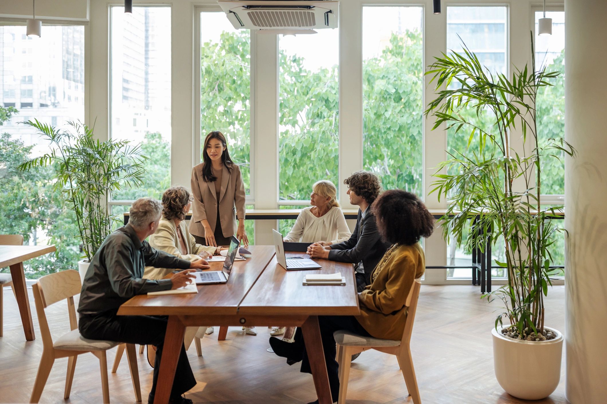 Corporate team gathered in a meeting for professional development