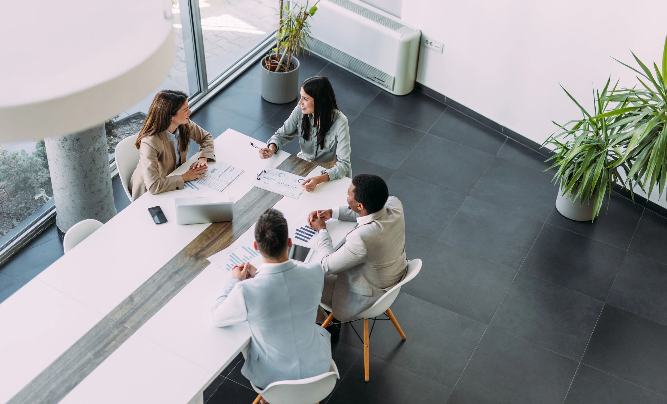 Consulting team meeting in a boardroom